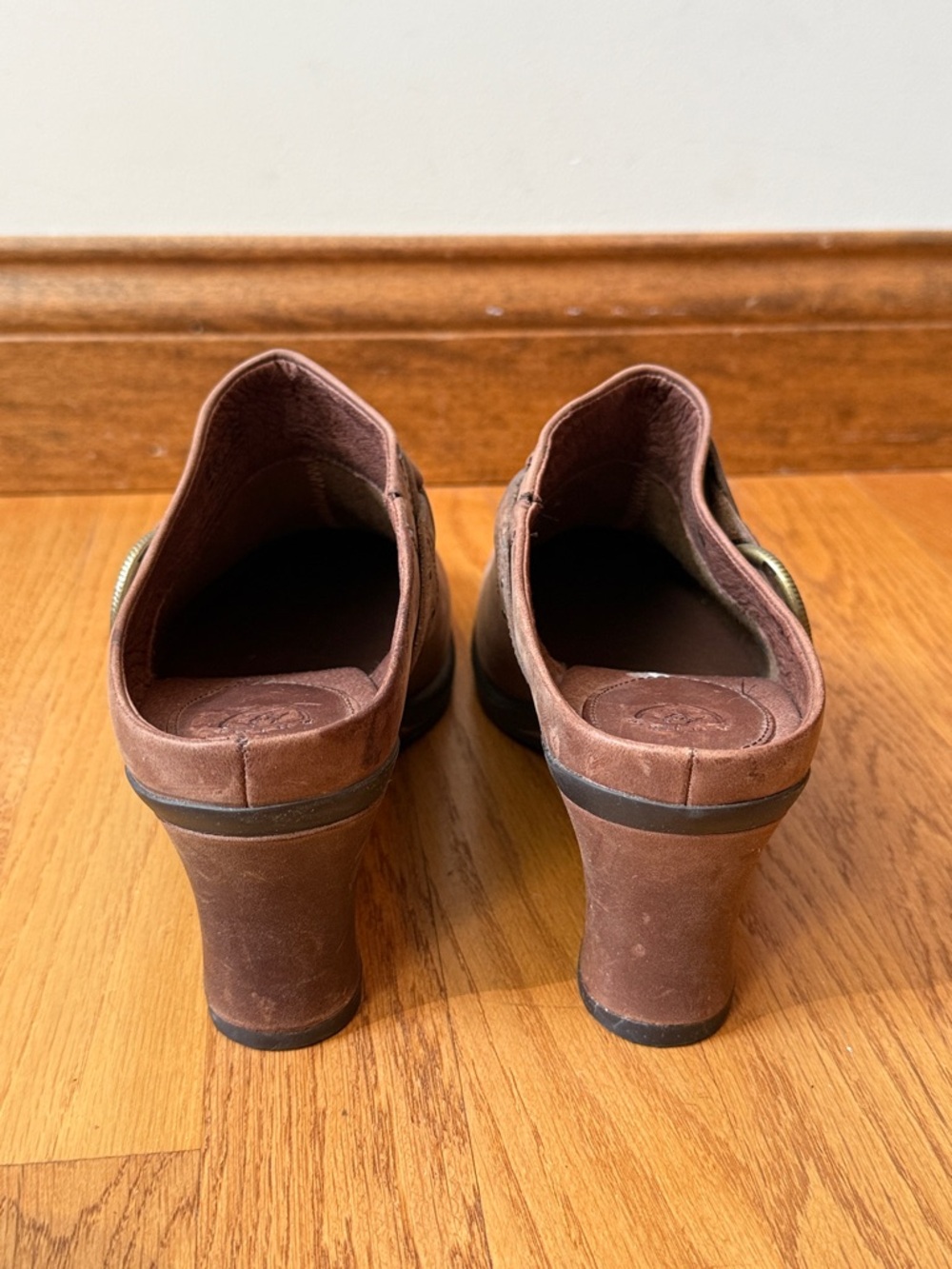 Ariat Braided Brown Leather Slip On Mule Clog Style 20962 Western Wedge Size 10B - Picture 8 of 13
